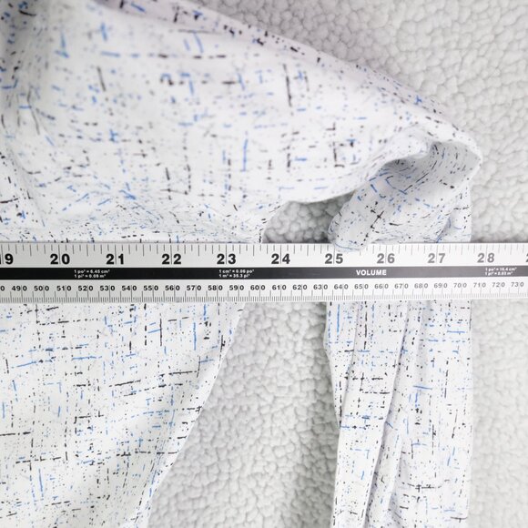 Au Noir Shirt Mens 5 White Blue Button Up Striped Geometric Long Sleeve - Picture 6 of 11